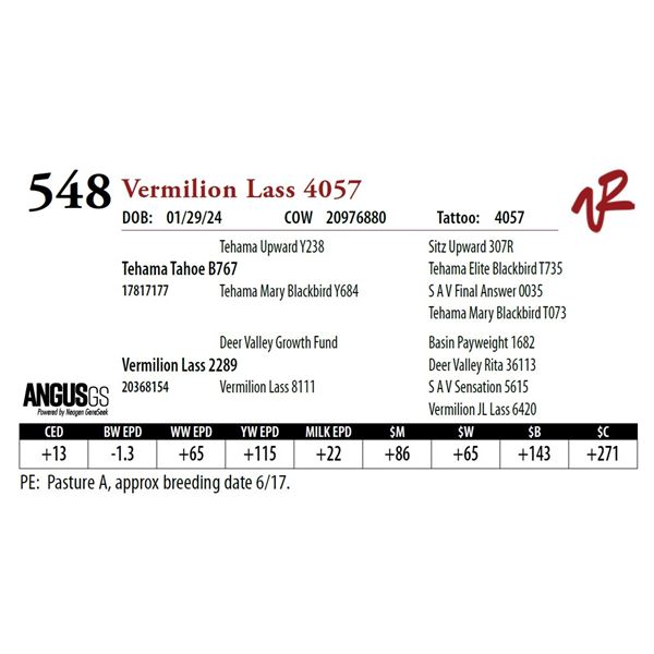 VERMILION LASS 4057