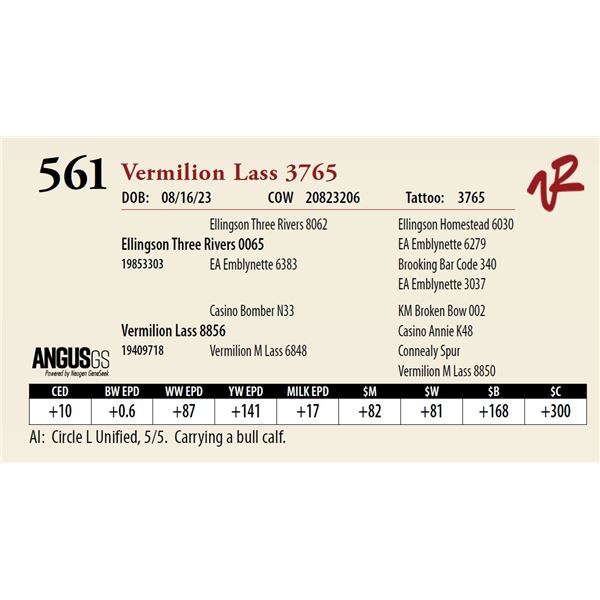 VERMILION LASS 3765