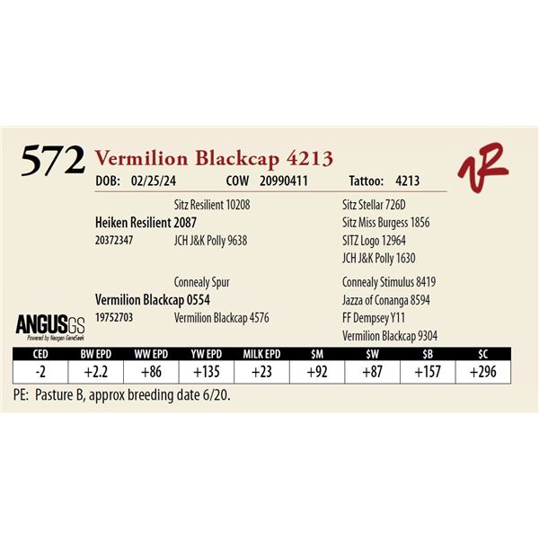 VERMILION BLACKCAP 4213