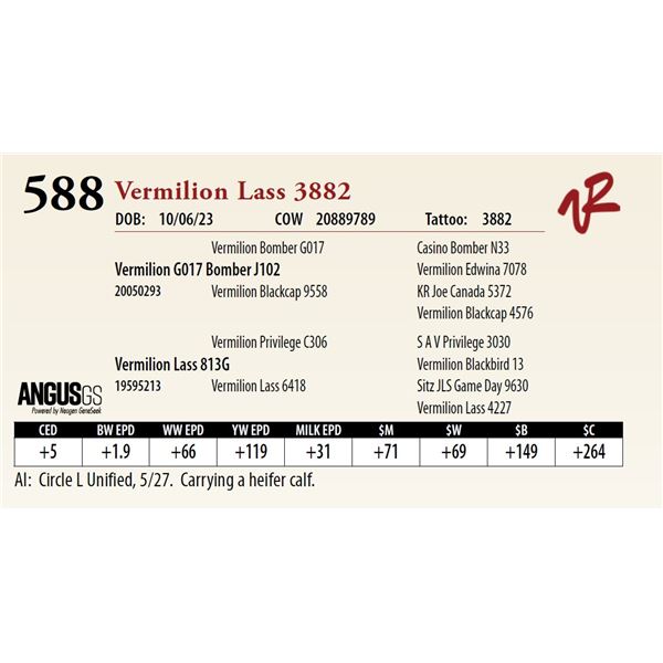 VERMILION LASS 3882