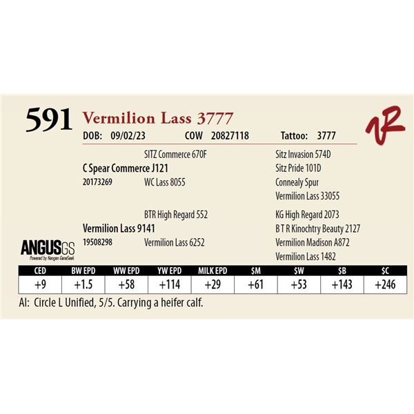 VERMILION LASS 3777