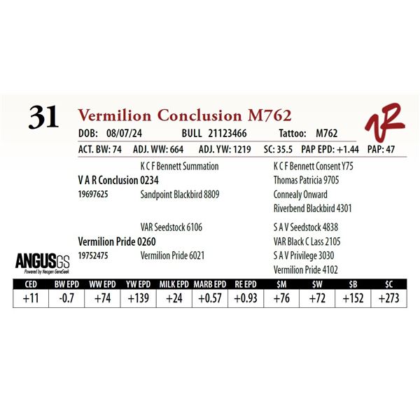 VERMILION CONCLUSION M762