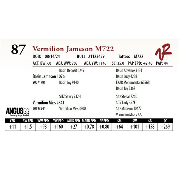 VERMILION JAMESON M722