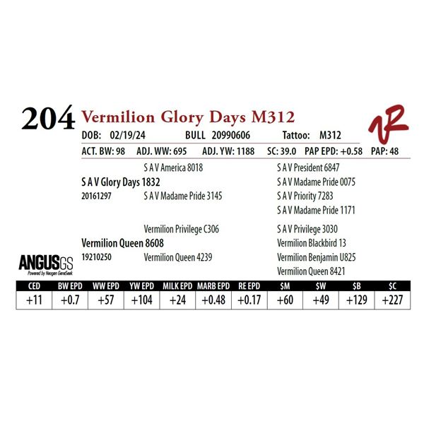 VERMILION GLORY DAYS M312