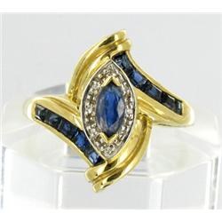 .9ct Ceylon Blue Sapphire & Diamond 10k Gold Ladies Ring (JEW-282)