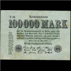 1923 Germany 100000 Mark Note Hi Grade (CUR-05743)