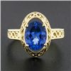 Image 2 : NEW 14k Gold 2.0 ctw Violet Blue Oval Tanzanite w/ Scroll Open Work Solitaire Ri