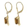 Image 5 : 14k Yellow Gold Oval Citrine Solitaire w/ 0.20 ctw Diamond Drop Dangle Earrings