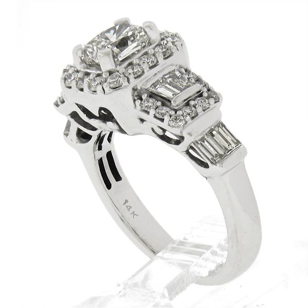 Solid 14k White Gold 1.46 ctw Radiant Diamond Engagement Ring