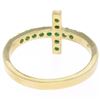 Image 5 : NEW 14k Yellow Gold 0.25 ctw Round Green Emerald Curved Sideways Cross Band Ring