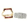 Image 4 : Unique Vintage Retro 14k Gold & Platinum 2.75 ctw Diamond & Ruby Insert Ring Set