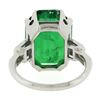 Image 7 : Vintage Platinum 12.16 ctw AGL Emerald Cut Colombian Emerald Diamond Cocktail Ri