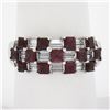 Image 2 : 18K White Gold 2.65 ctw Square Ruby & Baguette Diamond Checkerboard Cocktail Rin
