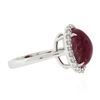 Image 6 : New 14k White Gold 7.9 ctw GIA NO HEAT Oval Cabochon Ruby & Diamond Halo Ring