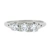 Image 6 : Vintage Platinum 0.80 ctw Pave Old Transitional Cut Diamond 3 Stone Band Ring