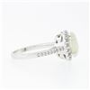 Image 4 : NEW 14K White Gold Oval Cabochon Opal Solitaire Round Diamond Halo Cluster Ring