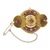 Image 5 : Antique Etruscan Revival 14k Gold Rhodolite Garnet Floral Repousse Work Brooch