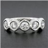 Image 2 : New Platinum 1.32 ctw Round Burnish Set Diamond Stackable Hexagon Shape Band Rin