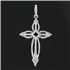 Image 2 : Solid 10k White Gold 0.35 ctw Round Prong Set Diamond Open Work Cross Pendant