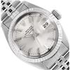 Rolex Ladies Stainless Steel Silver Index Fluted Bezel Date Wristwatch