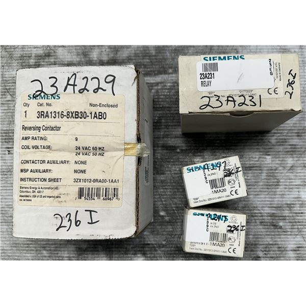 Lot of (4) Misc. Siemens Contactor, Relays, Aux Contact Blocks