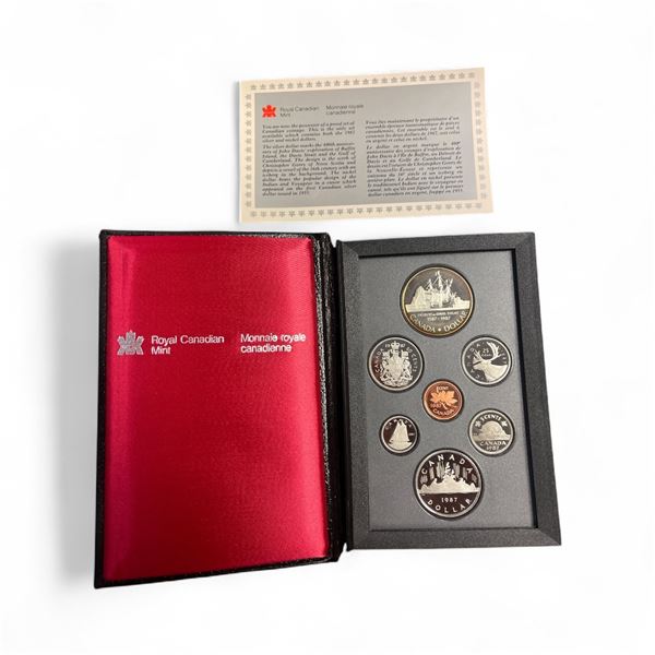 1987 Canadian Proof Coin Set with .50 Silver "Iceberg & Vessel" Dollar - In display box with certifi