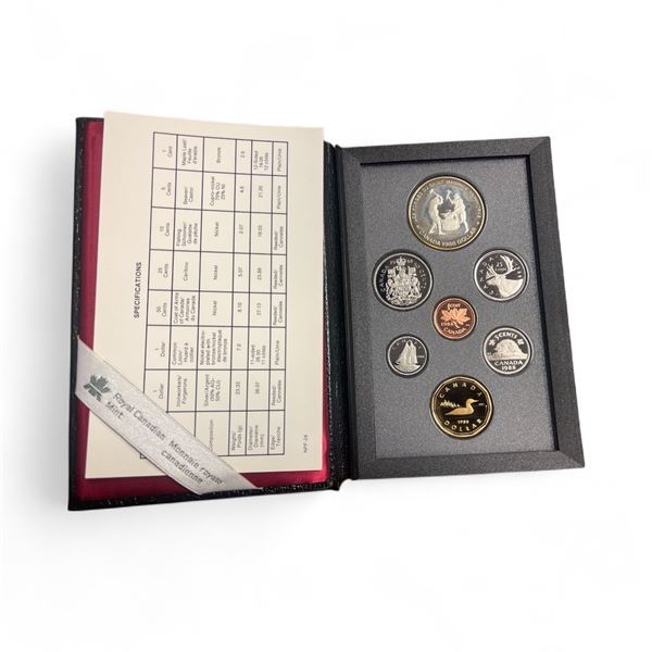 1988 Canadian Proof Coin Set with .50 Silver "Ironworkers" Dollar - In display box with certificate.