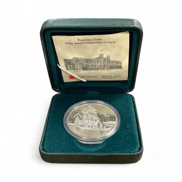 1999 .925 Silver Canadian Proof Silver Dollar Coin - Uncirculated in original box with certificate