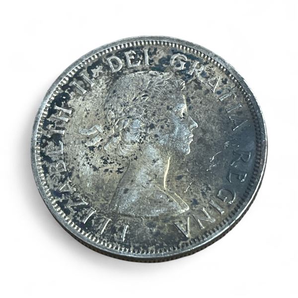 1958 Canadian Silver Dollar Totem Coin - Circulated .800 Silver