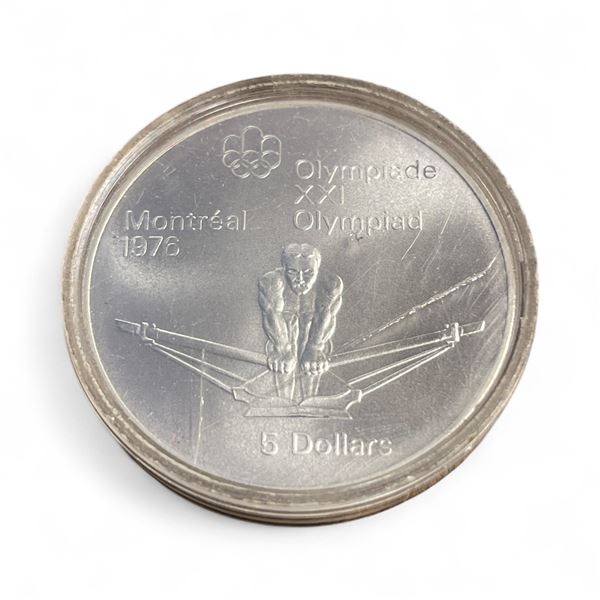 1976  Montreal Olympics .925 Silver $5 Rowing Coin - In capsule