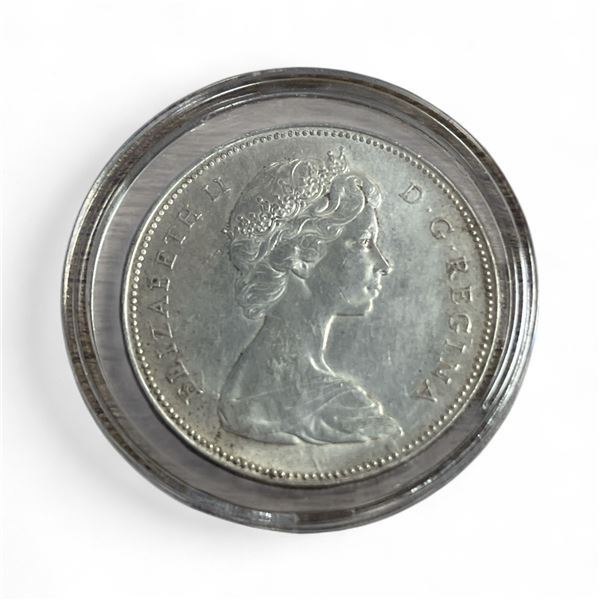 1966 Canadian Silver Voyageur Dollar Coin - In Capsule - Circulated.