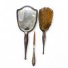 Image 1 : Antique Birks Sterling 3-Piece Dresser Set - Mirror , Brush and Nail File - Engraved "Ruth"