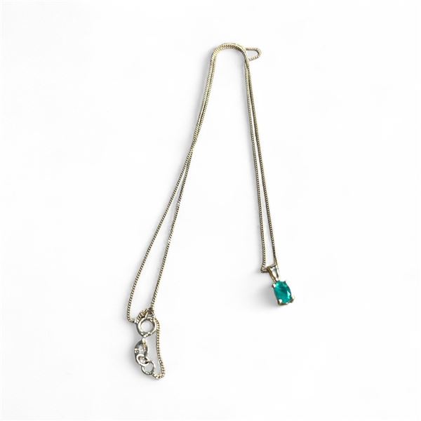 14 KT Gold 16" Necklace with  Emerald Pendant - Emerald is 4.3 mm x 4.6 mm - Total weight in