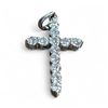 Image 1 : White Gold and White Topaz Cross Stamped 18 KT - 1/2 x 3/4"  - Total weight including gemstones:  2.