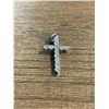 Image 2 : White Gold and White Topaz Cross Stamped 18 KT - 1/2 x 3/4"  - Total weight including gemstones:  2.