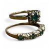 Image 1 : Two 10 KT  Gold Diamond & Emerald  Rings- Size 4 1/2 - Total weight including gemstones: 2.7 grams