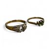 Image 1 : Two 10 KT  Gold & Gemstone  Rings- Missing some gems - Total weight including gemstones: 3 grams