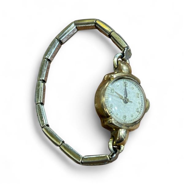 Vintage 14KT Gold Vintage Ladies OCTO Wrist Watch - Case is stamped 14KT - Replacement band is not g