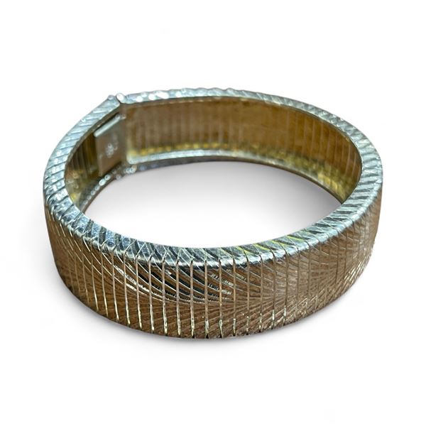 Vintage Italian Sterling Silver Bracelet with Safety Catch - 7.5" Long x .75" wide. Weight: 29 grams