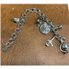 Image 2 : 8" Sterling Silver Charm Bracelet with 6 Sterling Charms - Total weight: 30 grams