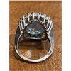 Image 2 : Dramatic Sterling Silver Blue & Clear Crytal Dinner Ring - Size 7 - Face of ring is 19.8 mm x 2 4mm