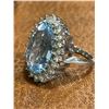 Image 3 : Dramatic Sterling Silver Blue & Clear Crytal Dinner Ring - Size 7 - Face of ring is 19.8 mm x 2 4mm