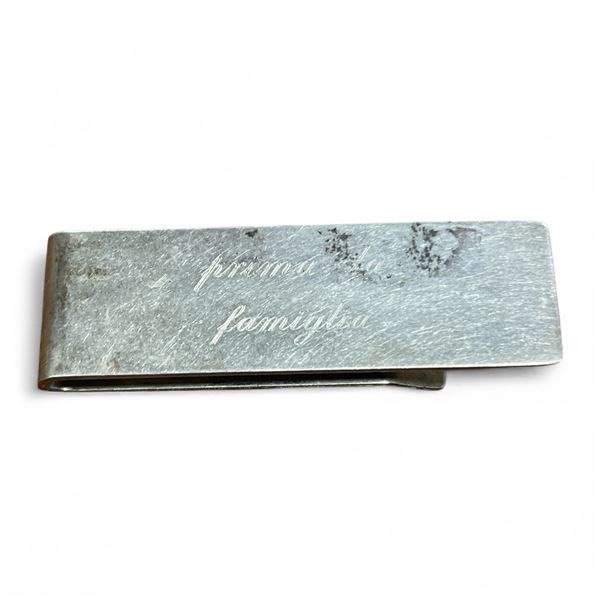 Tiffany & Co Sterling Silver Money Clip - Engraved "Prima la famiglia" (Family First) - Weight - 20.