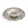 Image 1 : Vintage British Sterling Silver Pierced Pedestal Dish - "B" Monogram - 9" Diameter - Weight: 255 gra
