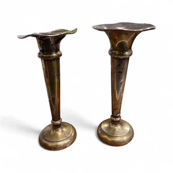 Pair of Vintage Birks Sterling Candle Holders -Some damage -  we believe the bases are weighted - To