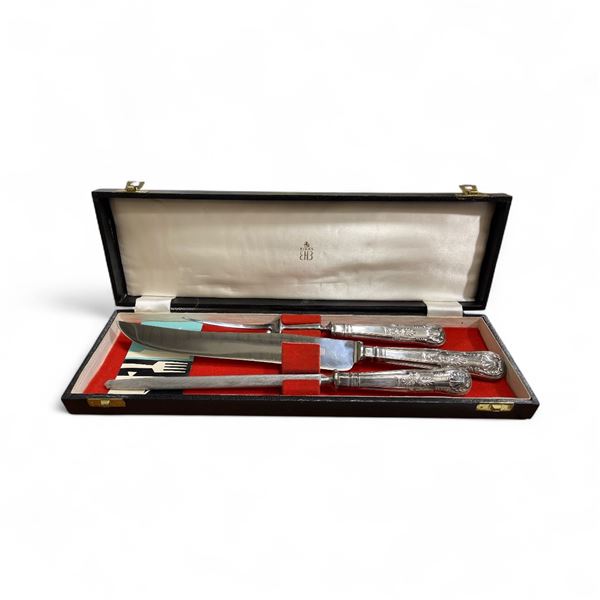 Vintage Birks Sheffield Silver Plated Carving Set in Original Box
