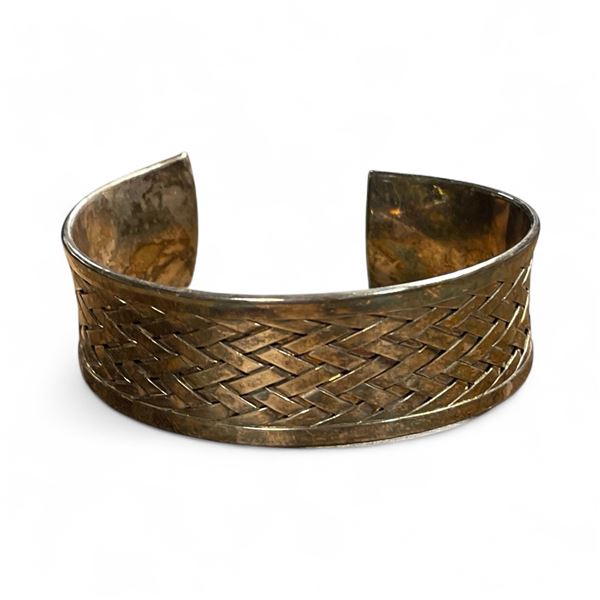 Vintage Sterling Silver Cuff Bracelet - 1" Wide - Weight: 38 grams