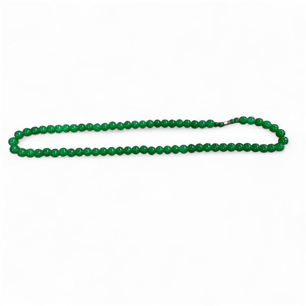 26  Long Burmese Jade Necklace - Average bead size is 9.8mm - Magnetic Clasp