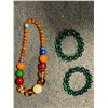 Image 2 : Handcrafted Large Bead Resin Necklace & 3 Bracelets - beads range from 9mm to 24mm