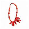 Image 1 : 17" Bamboo Cut Red Coral Resin Necklace with Magnetic Clasp